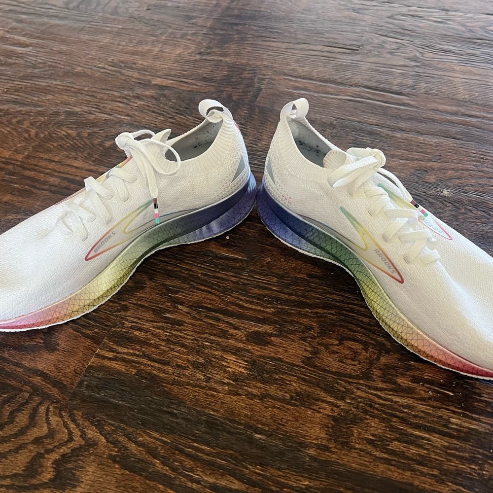 Brooks White With Multicolor Gradient Athletic Sh… - image 5